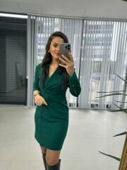 Mc Pile Detaylı Yeşil Elbise