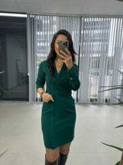 Mc Pile Detaylı Yeşil Elbise