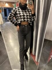 Orj marka antrasit taşlama mom Pantolon