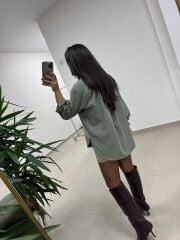 Dgf 25621 Haki Çizgili Modal Gömlek