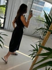 Ms Black Halter Neck Tied Dress