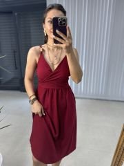 Ms Cherry Strap Wooden Detailed Dress