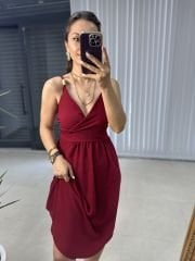 Ms Cherry Strap Wooden Detailed Dress