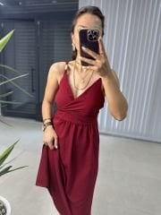 Ms Cherry Strap Wooden Detailed Dress