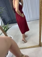 Ms Cherry Strap Wooden Detailed Dress
