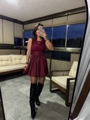 Wo 2806 Bordo İthal Kolsuz Mini Elbise