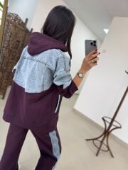 TİS 1119 Mürdüm/Denim Garnili Eşofman Takımı