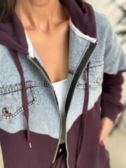 TİS 1119 Mürdüm/Denim Garnili Eşofman Takımı