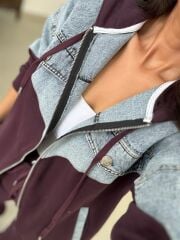 TİS 1119 Mürdüm/Denim Garnili Eşofman Takımı