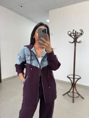 TİS 1119 Mürdüm/Denim Garnili Eşofman Takımı