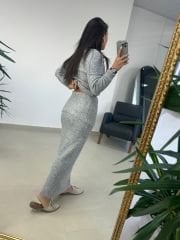 Bh Gri Madonna Yaka Etekli Triko Takım