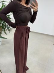 İv 25252 Madonna Yaka Düğüm Detaylı A. Kahve Bluz