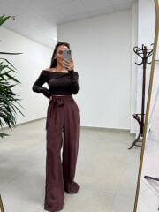 İv 25252 Madonna Yaka Düğüm Detaylı A. Kahve Bluz