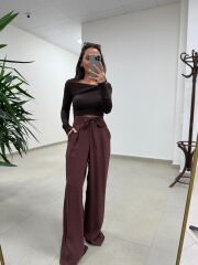 İv 25252 Madonna Yaka Düğüm Detaylı A. Kahve Bluz