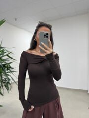 İv 25252 Madonna Yaka Düğüm Detaylı A. Kahve Bluz