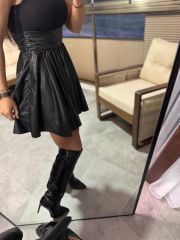 Wo 2806 Siyah İthal Kolsuz Mini Elbise