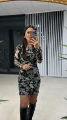 Mc 5920 Antrasit Drapeli Tül Elbise