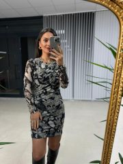 Mc 5920 Antrasit Drapeli Tül Elbise