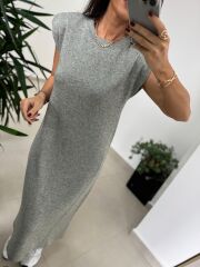 Bb 28294 Omuz Vatkalı Haki Yumoş Elbise
