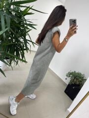 Bb 28294 Omuz Vatkalı Haki Yumoş Elbise