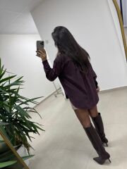 Dgf 25621 Mürdüm Çizgili Modal Gömlek