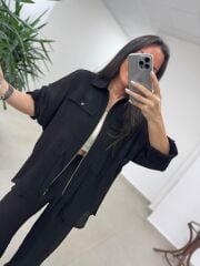 Fp 51349 Siyah Kuşak Detaylı Fermuarlı Takım