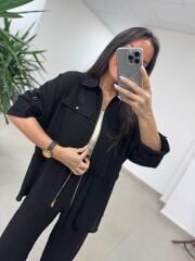 Fp 51349 Siyah Kuşak Detaylı Fermuarlı Takım