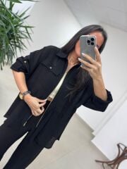 Fp 51349 Siyah Kuşak Detaylı Fermuarlı Takım