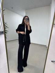 Fp 51349 Siyah Kuşak Detaylı Fermuarlı Takım