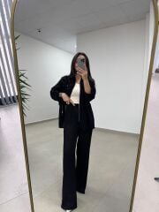 Fp 51349 Siyah Kuşak Detaylı Fermuarlı Takım