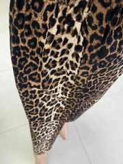 Ms Leopar Beli Lastikli Gömlek Elbise