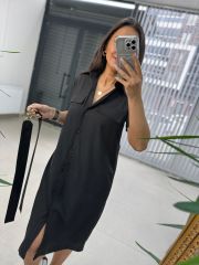Sg Black Belted Shirt Dress