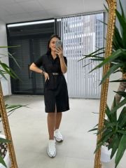 Sg Black Belted Shirt Dress