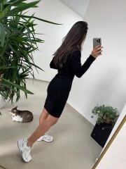 Bb 29339 Yarım Balıkçı Yumoş Siyah Kalem Elbise