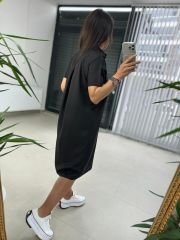 Sg Black Belted Shirt Dress