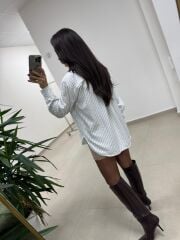 Dgf 25621 Beyaz Çizgili Modal Gömlek