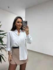 Dgf 25621 Beyaz Çizgili Modal Gömlek