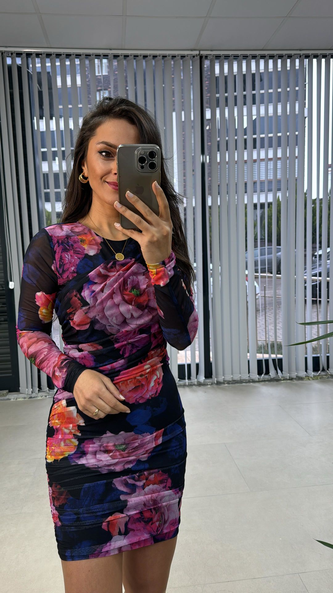 Mc 5920 Pembe Güllü Drapeli Tül Elbise