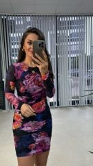 Mc 5920 Pembe Güllü Drapeli Tül Elbise