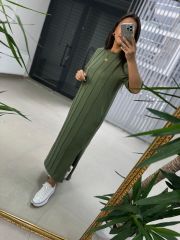 Ms Çima Dikişli Haki Elbise