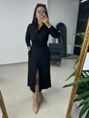Ms Elastic Waist Shirt Dress