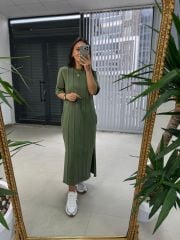 Ms Çima Dikişli Haki Elbise
