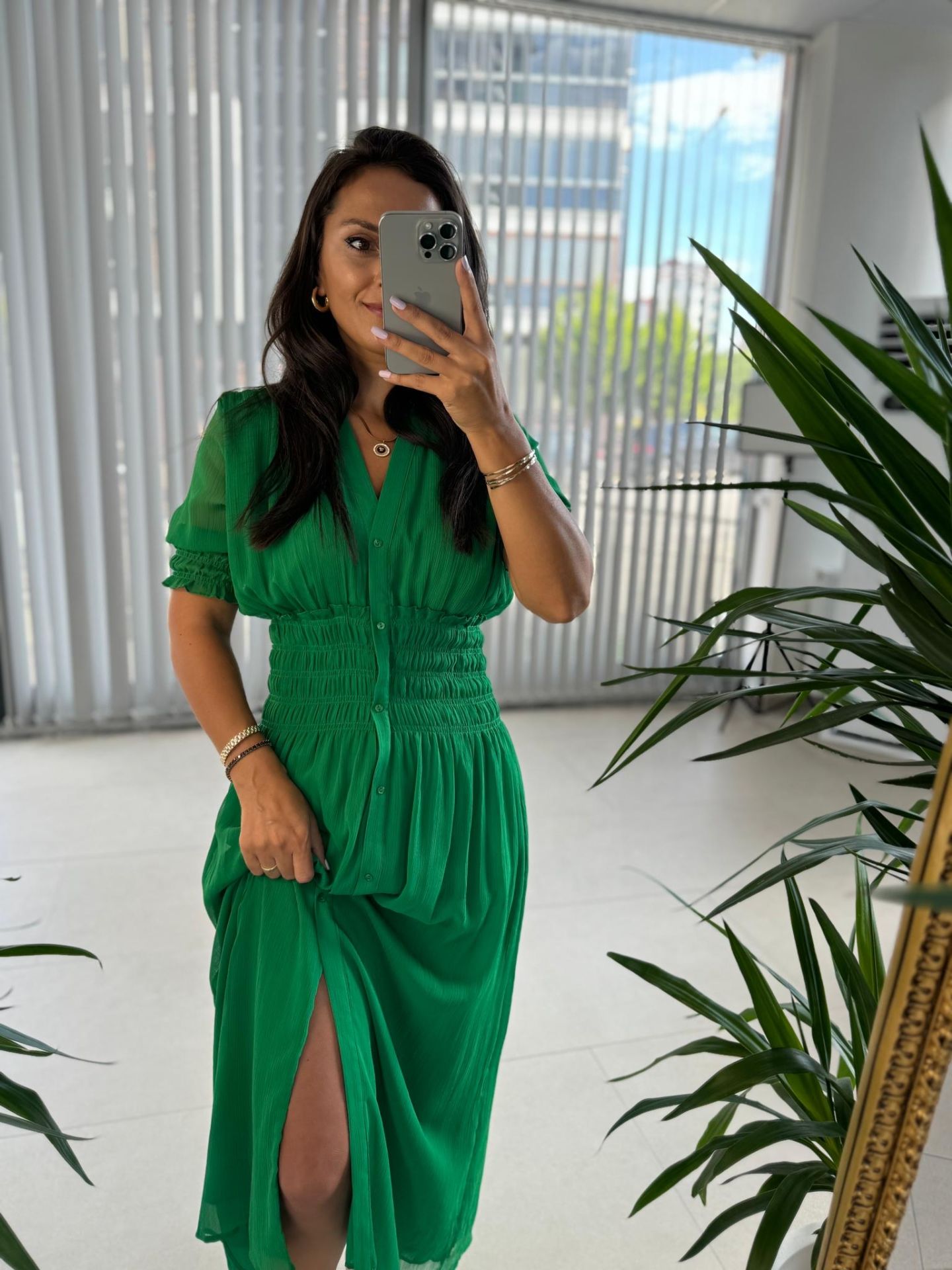 Original Brand Waist Gipel Green Dress