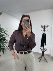 La 29515 Transparan Dokulu A. Kahve Gömlek