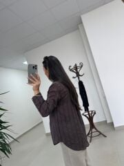 La 29515 Transparan Dokulu A. Kahve Siyah Gömlek