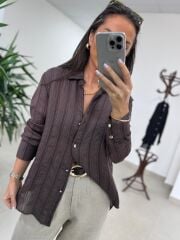 La 29515 Transparan Dokulu A. Kahve Gömlek