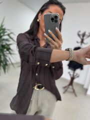 La 29515 Transparan Dokulu A. Kahve Gömlek