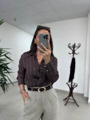 La 29515 Transparan Dokulu A. Kahve Gömlek