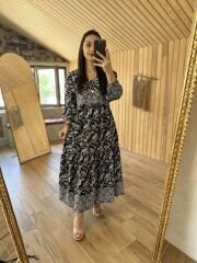 Mng şal desen pamuk viskon elbise