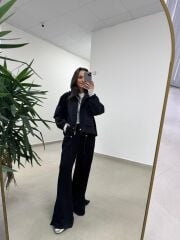 Ml 35021 Paraşut - Modal Fermuarlı Siyah Takım